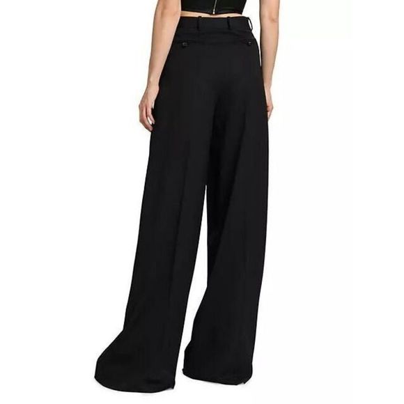 Versace Sz 42 US 6 Black Hi-Waisted Wool Wide Leg Pants Current Collection - Picture 2 of 12